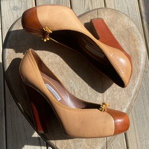 Tabitha Simmons Dixie Two-Tone Platform High Heel Shoes Women's Size 39